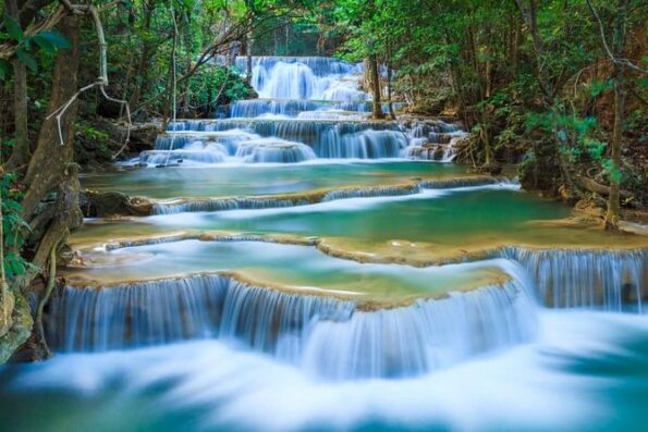 Erawan Waterfall, Bridge over the River Kwai, Kanchanaburi Floating Hotels